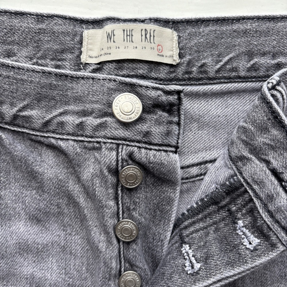 We The Free Free People Womens 31 Shorts Denim Grey Distressed Frayed Hem High - Picture 4 of 8